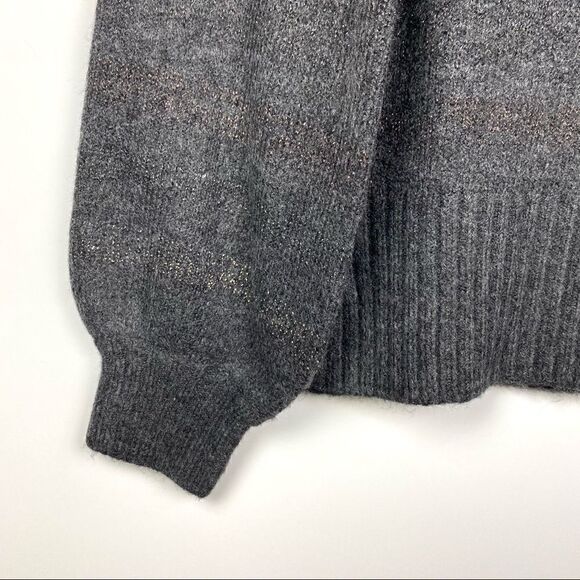 Marled Reunited Clothing Mock Neck Sweater Gray Metallic Stripes Soft Knit S - Picture 11 of 11
